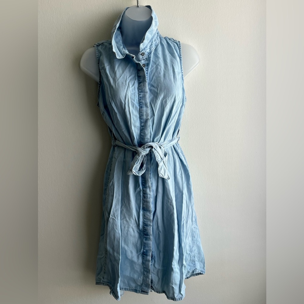Seraphine Maternity Light Blue Denim Wash Tie-Waist Maternity Dress Women’s 6